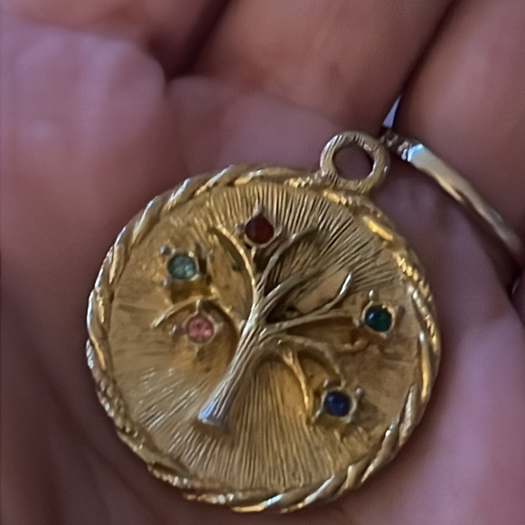 Gold Tone Family Tree Of Life Pendant / Charm with 5 Stones - Picture 7 of 7